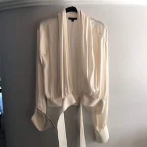 Rachel Zoe Ivory silk wrap front blouse